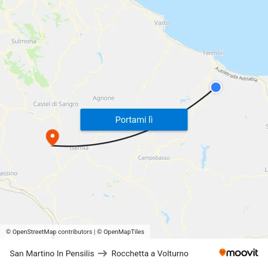 San Martino In Pensilis to Rocchetta a Volturno map