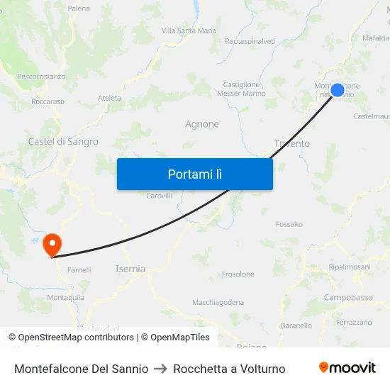 Montefalcone Del Sannio to Rocchetta a Volturno map
