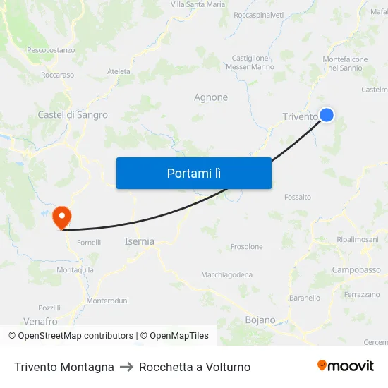 Trivento Montagna to Rocchetta a Volturno map