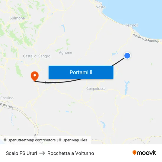 Scalo FS Ururi to Rocchetta a Volturno map