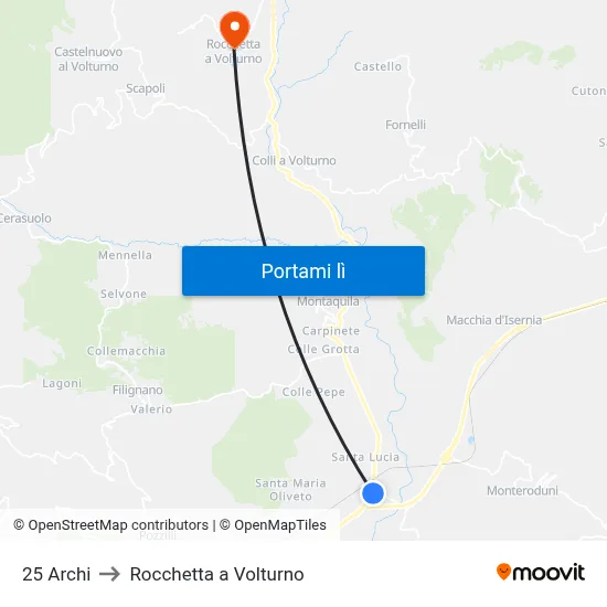 25 Archi to Rocchetta a Volturno map