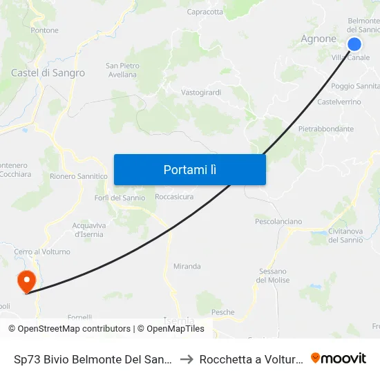 Sp73 Bivio Belmonte Del Sannio to Rocchetta a Volturno map