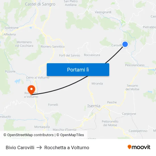 Bivio Carovilli to Rocchetta a Volturno map