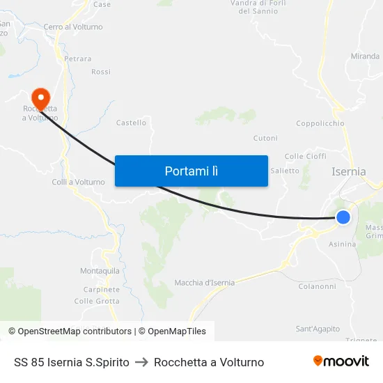 SS 85 Isernia S.Spirito to Rocchetta a Volturno map