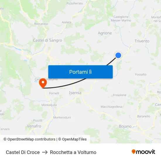 Castel Di Croce to Rocchetta a Volturno map