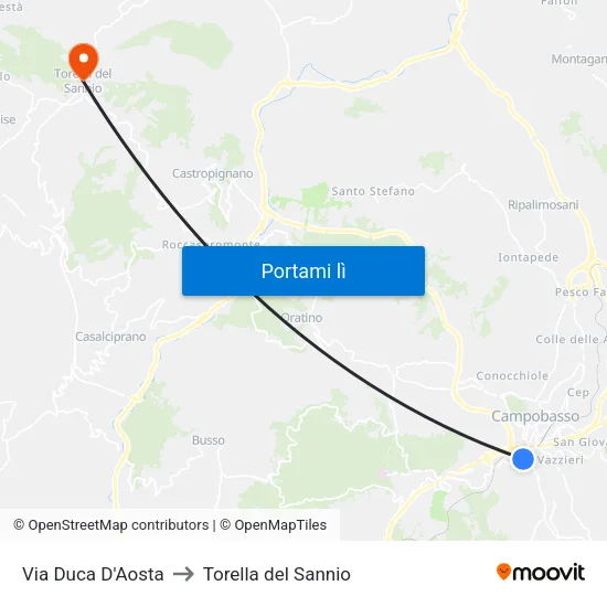 Duca D'Aosta to Torella del Sannio map