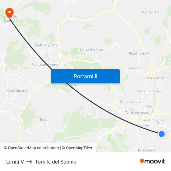 Limiti V to Torella del Sannio map