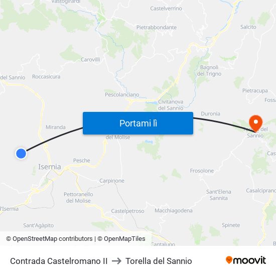 Contrada Castelromano II to Torella del Sannio map