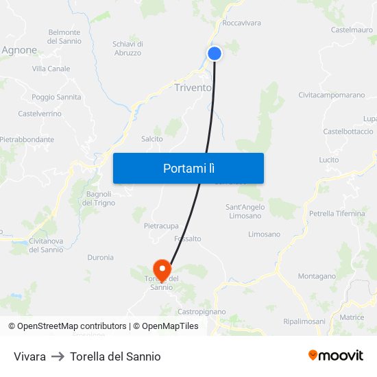 Vivara to Torella del Sannio map