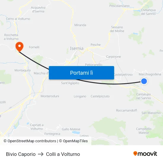 Bivio Caporio to Colli a Volturno map