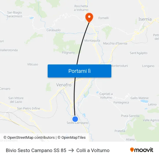 Bivio Sesto Campano SS 85 to Colli a Volturno map