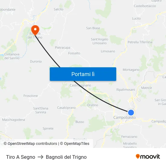 Tiro A Segno to Bagnoli del Trigno map