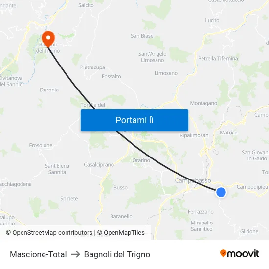 Mascione-Total to Bagnoli del Trigno map