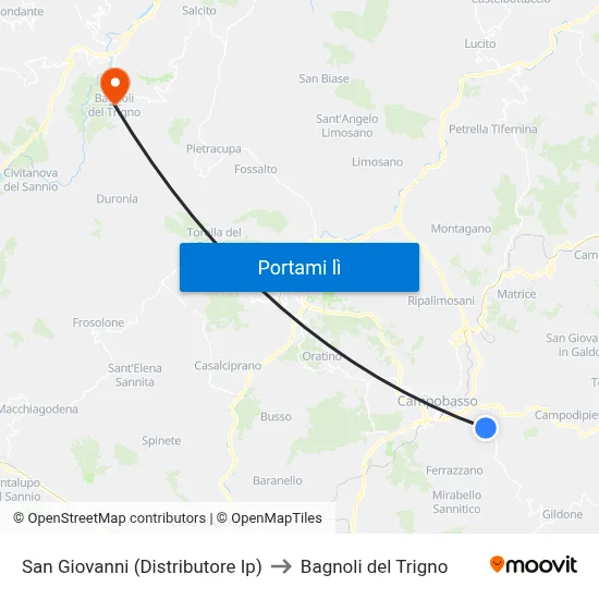 San Giovanni (Distributore Ip) to Bagnoli del Trigno map