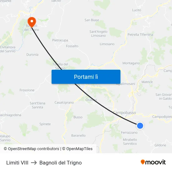 Limiti VIII to Bagnoli del Trigno map