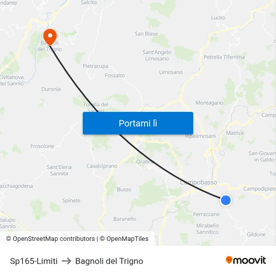 Sp165-Limiti to Bagnoli del Trigno map