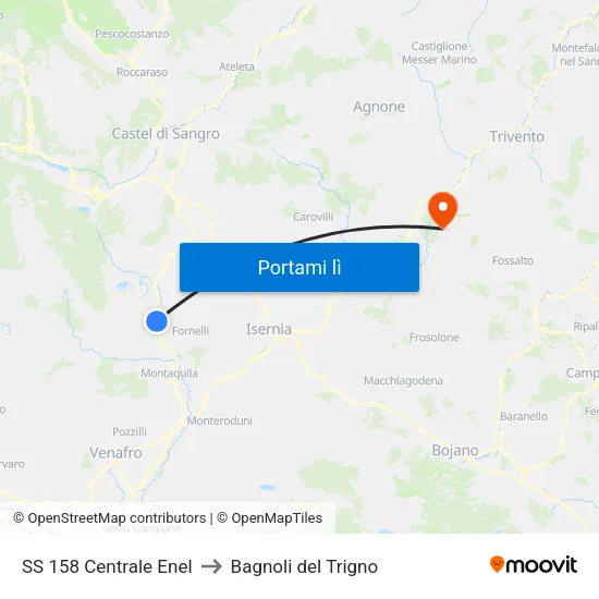 SS 158 Centrale Enel to Bagnoli del Trigno map