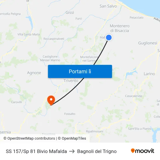 SS 157/Sp 81 Bivio Mafalda to Bagnoli del Trigno map