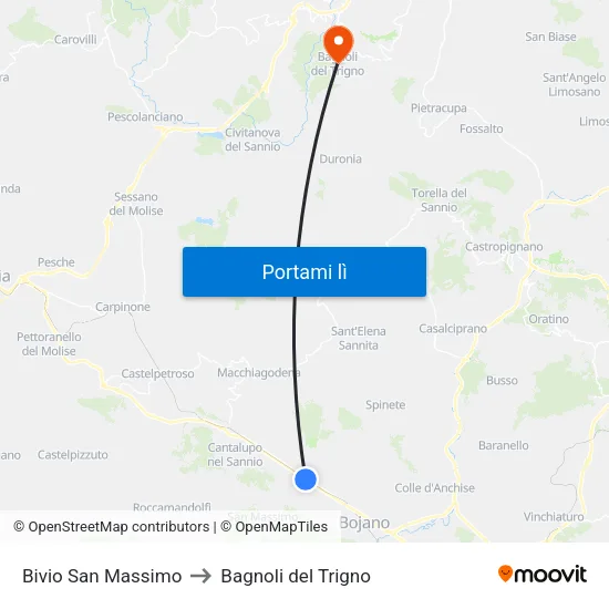Bivio San Massimo to Bagnoli del Trigno map