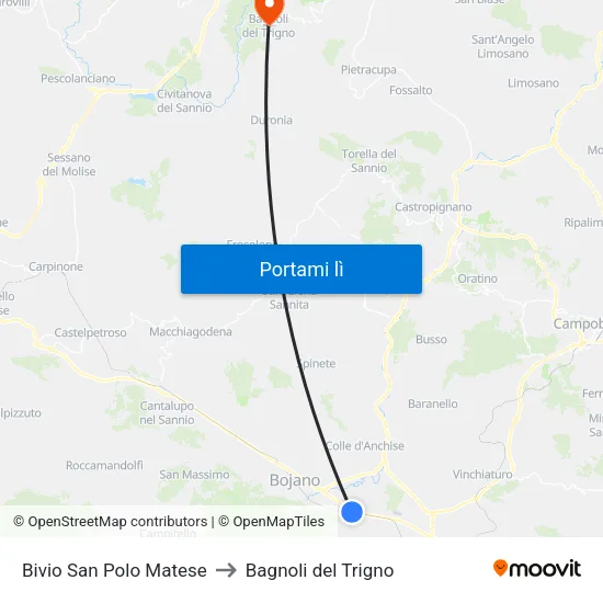 Bivio San Polo Matese to Bagnoli del Trigno map