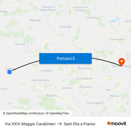 Via XXIV Maggio Carabinieri to Sant Elia a Pianisi map