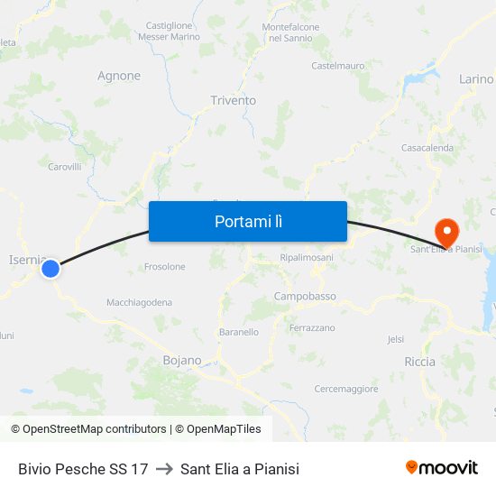 Bivio Pesche SS 17 to Sant Elia a Pianisi map