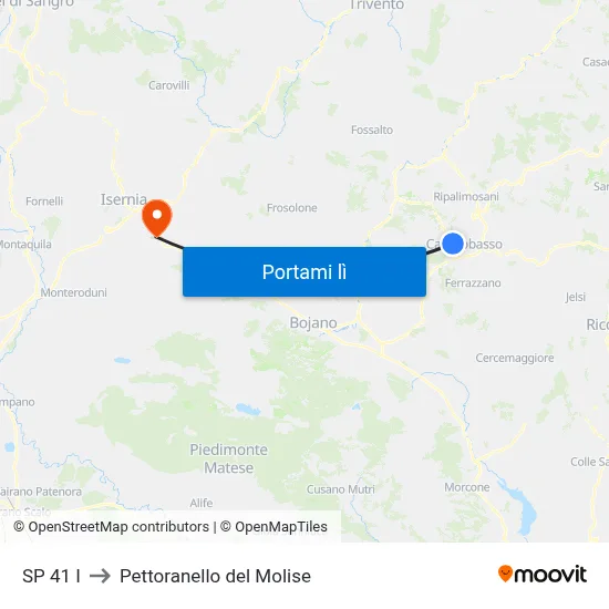 SP 41 I to Pettoranello del Molise map