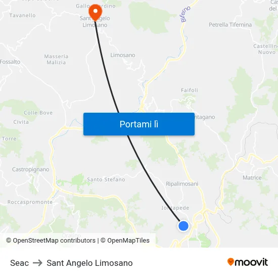 Seac to Sant Angelo Limosano map