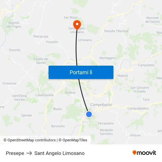Presepe to Sant Angelo Limosano map