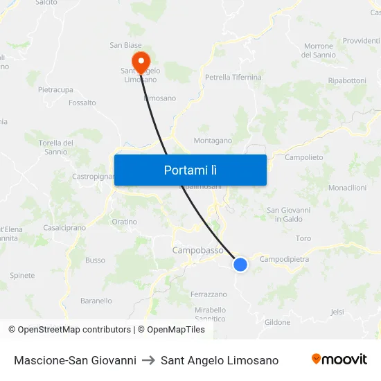 Mascione-San Giovanni to Sant Angelo Limosano map