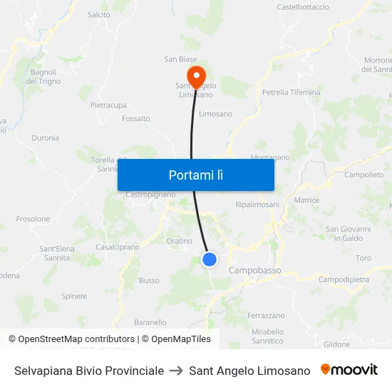 Selvapiana Bivio Provinciale to Sant Angelo Limosano map
