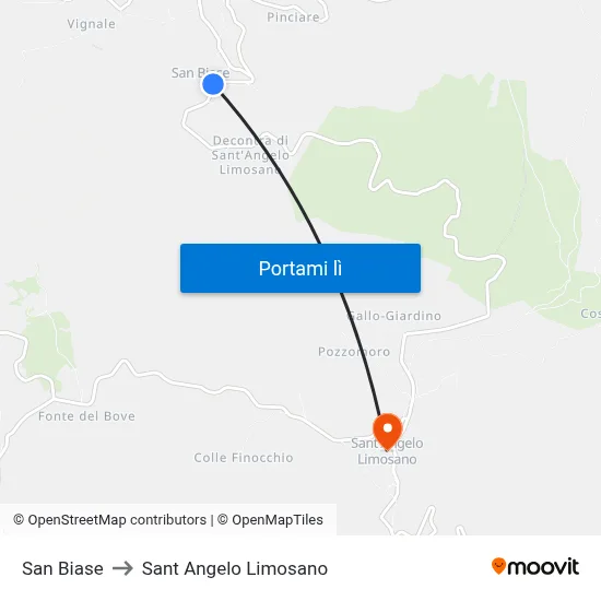 San Biase to Sant Angelo Limosano map