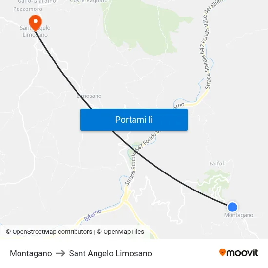 Montagano to Sant Angelo Limosano map
