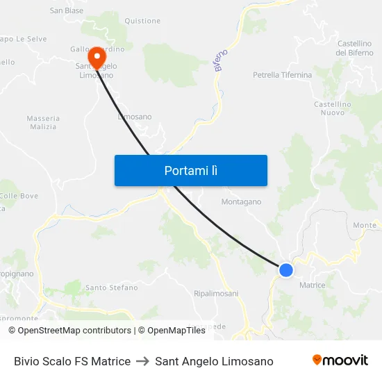 Bivio Scalo FS Matrice to Sant Angelo Limosano map