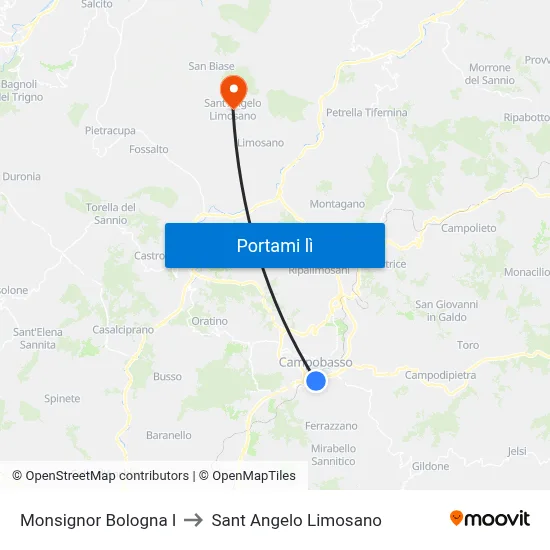 Monsignor Bologna I to Sant Angelo Limosano map