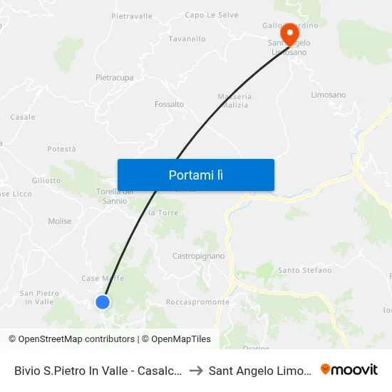 Bivio S.Pietro In Valle - Casalciprano to Sant Angelo Limosano map