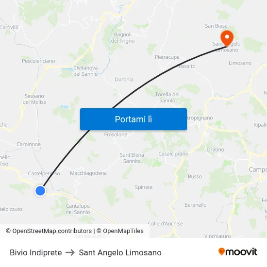 Bivio Indiprete to Sant Angelo Limosano map