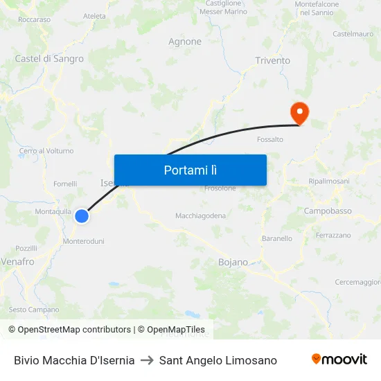 Bivio Macchia D'Isernia to Sant Angelo Limosano map