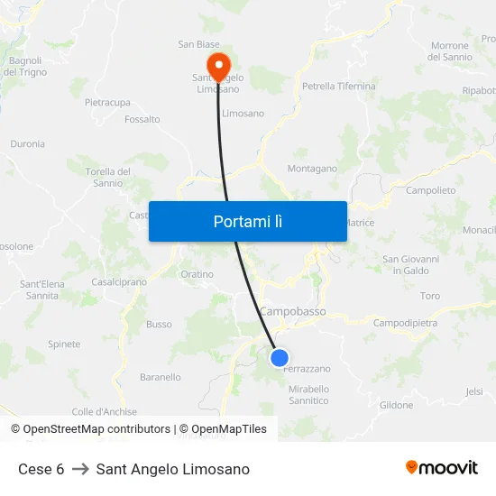 Cese 6 to Sant Angelo Limosano map