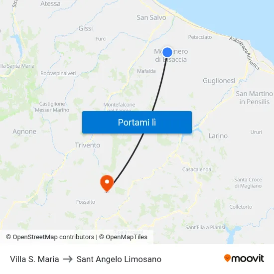 Villa S. Maria to Sant Angelo Limosano map