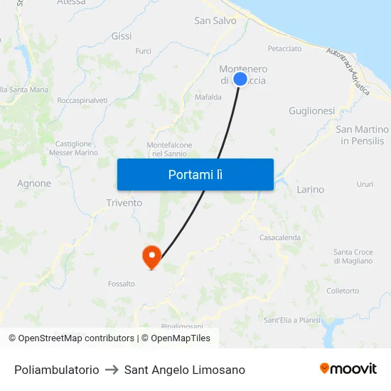Poliambulatorio to Sant Angelo Limosano map