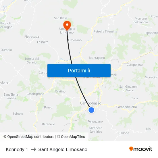 Kennedy 1 to Sant Angelo Limosano map