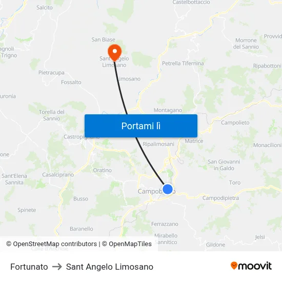 Fortunato to Sant Angelo Limosano map