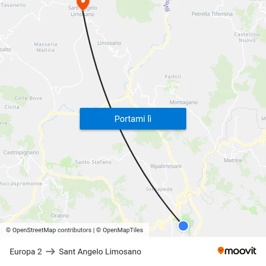 Europa 2 to Sant Angelo Limosano map