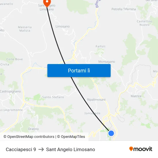Cacciapesci 9 to Sant Angelo Limosano map