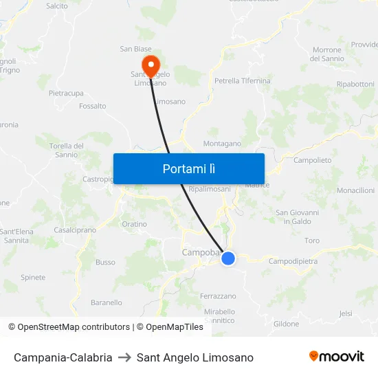Campania-Calabria to Sant Angelo Limosano map