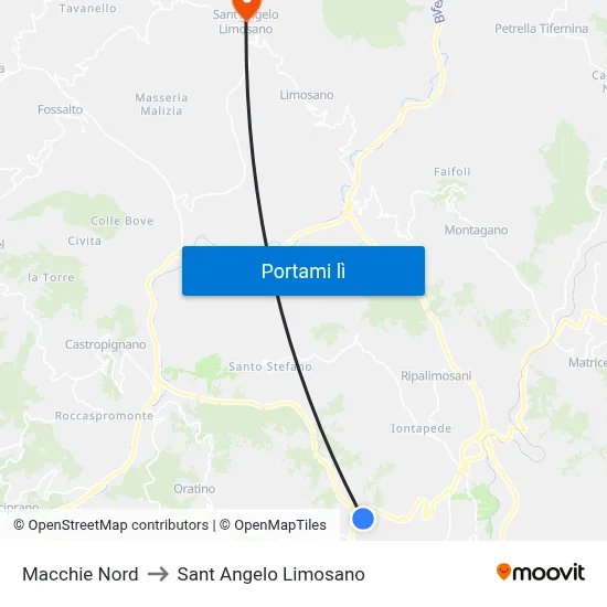 Macchie Nord to Sant Angelo Limosano map