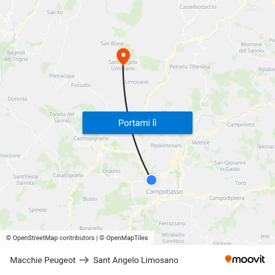 Macchie Peugeot to Sant Angelo Limosano map