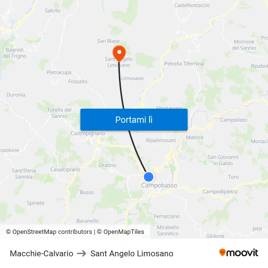 Macchie-Calvario to Sant Angelo Limosano map