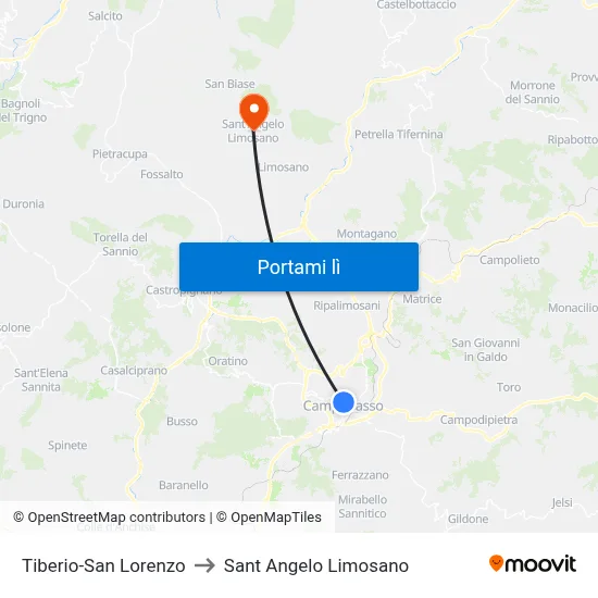 Tiberio-San Lorenzo to Sant Angelo Limosano map